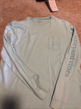 Vineyard Vines Men’s Long Sleeve Pocket Tee - Aqua Blue